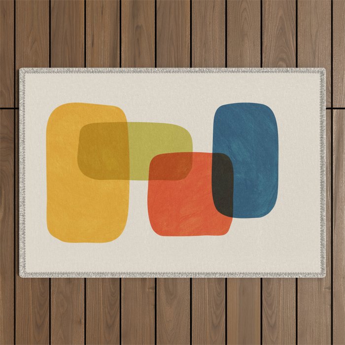 Colorful Stones Yellow Orange Blue Green Outdoor Rug Gallery Image 1