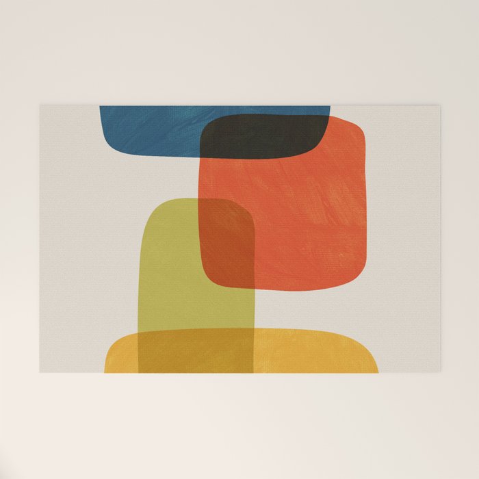Colorful Stones Yellow Orange Blue Green Welcome Mat Gallery Image 1
