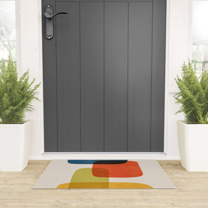 Colorful Stones Yellow Orange Blue Green Welcome Mat Gallery Image 3