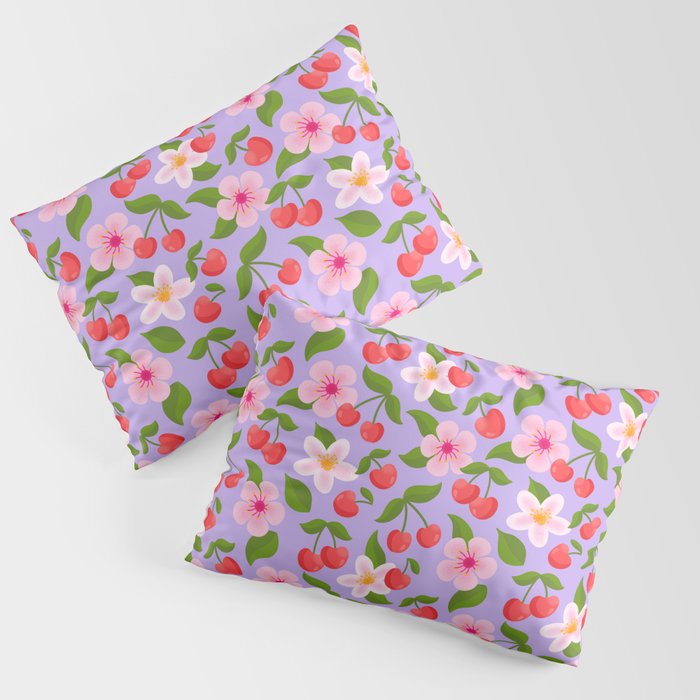 Cherry Pattern on Lavender Pillow Sham Gallery Image 3