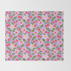 Cherry Pattern on Lavender Throw Blanket Gallery Image 2