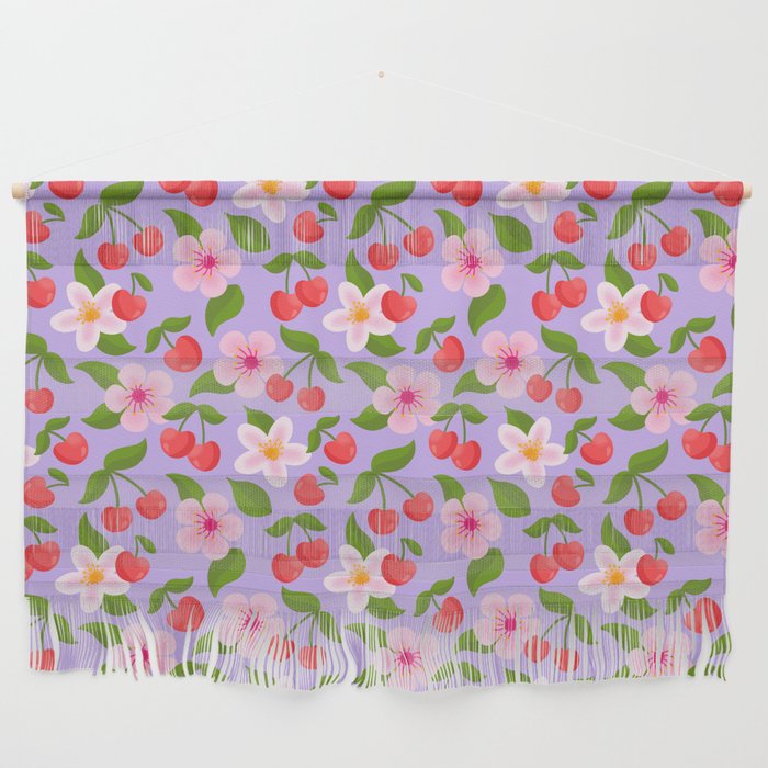 Cherry Pattern on Lavender Wall Hanging Gallery Image 1