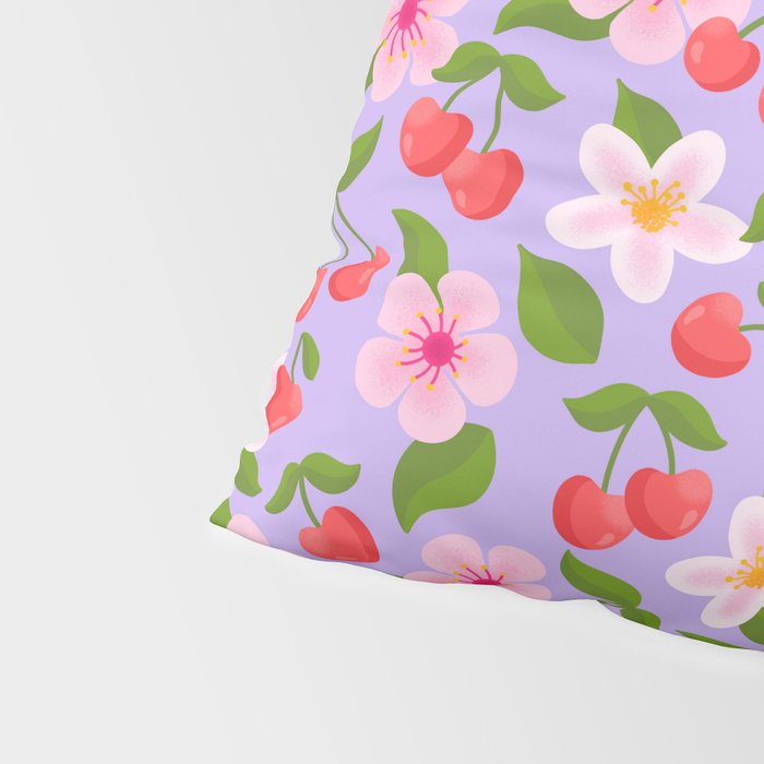 Cherry Pattern on Lavender Pillow Sham Gallery Image 4