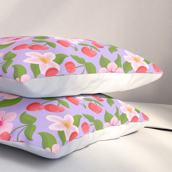 Cherry Pattern on Lavender Pillow Sham Gallery Image 3