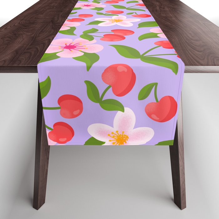 Cherry Pattern on Lavender Table Runner Gallery Image 1