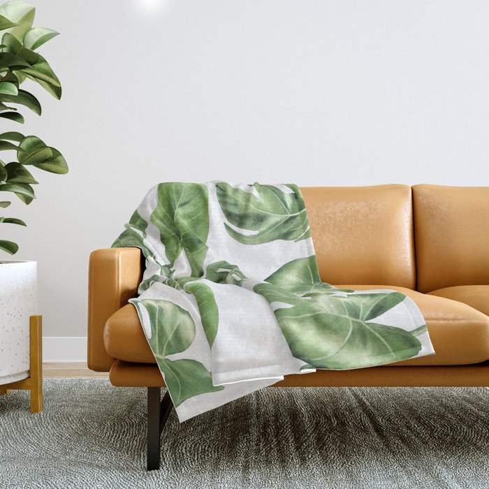 Large Monstera  Throw Blanket Gallery Image 1