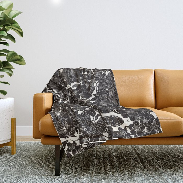 Enchanted Snake Block Print Throw Blanket Gallery Image 1