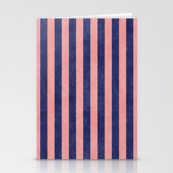 STRIPES - 005 - navy blue and pink Stationery Card Gallery Image 1