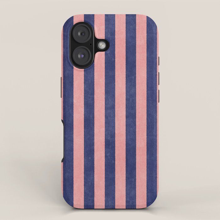 STRIPES - 005 - navy blue and pink iPhone Case Gallery Image 1