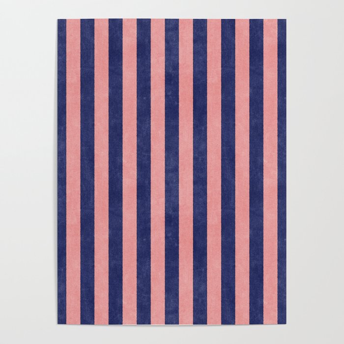 STRIPES - 005 - navy blue and pink Poster Gallery Image 1