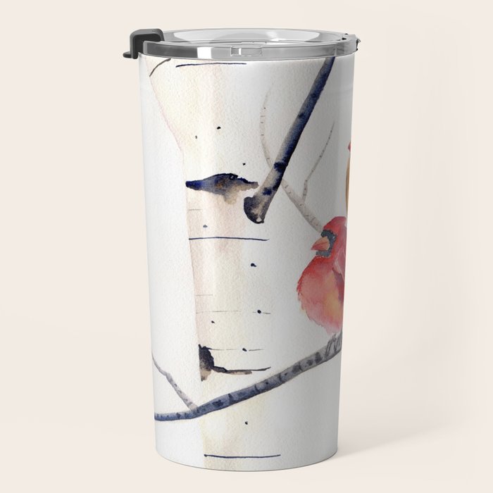 Cardinals and Birch Trees  Travel Mug Gallery Image 3