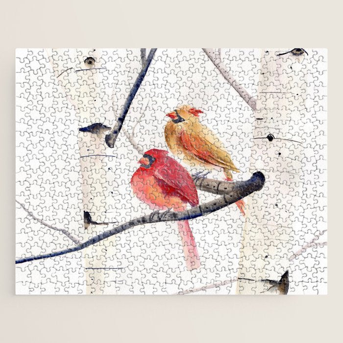 Cardinals and Birch Trees  Jigsaw Puzzle Gallery Image 1