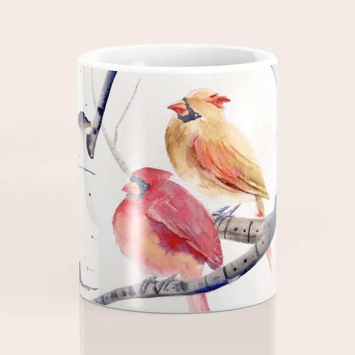 Cardinals and Birch Trees  Coffee Mug Gallery Image 4