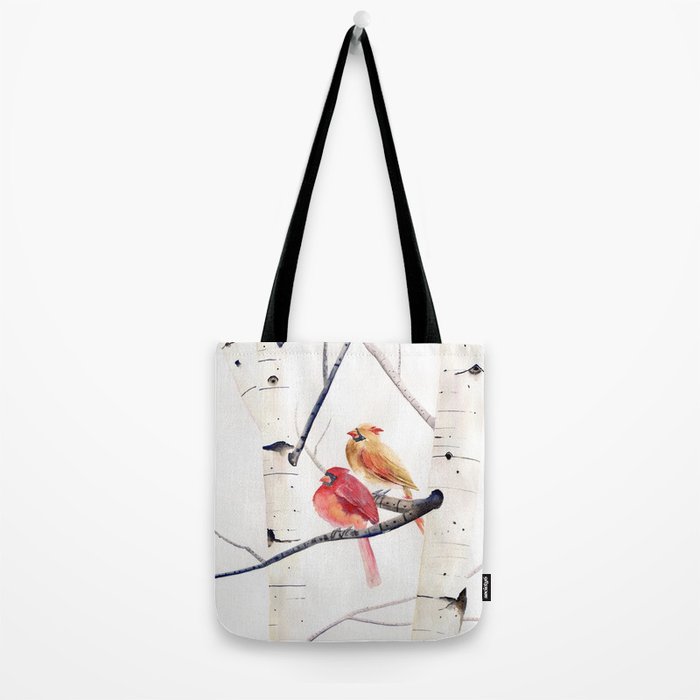 Cardinals and Birch Trees  Tote Bag Gallery Image 2