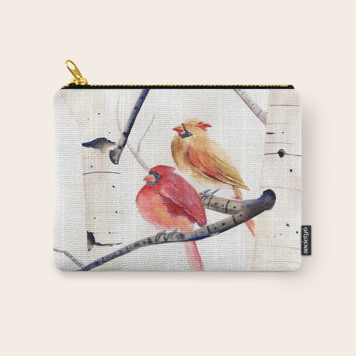 Cardinals and Birch Trees  Carry All Pouch Gallery Image 1