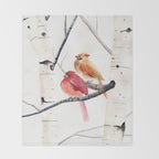 Cardinals and Birch Trees  Throw Blanket Gallery Image 2