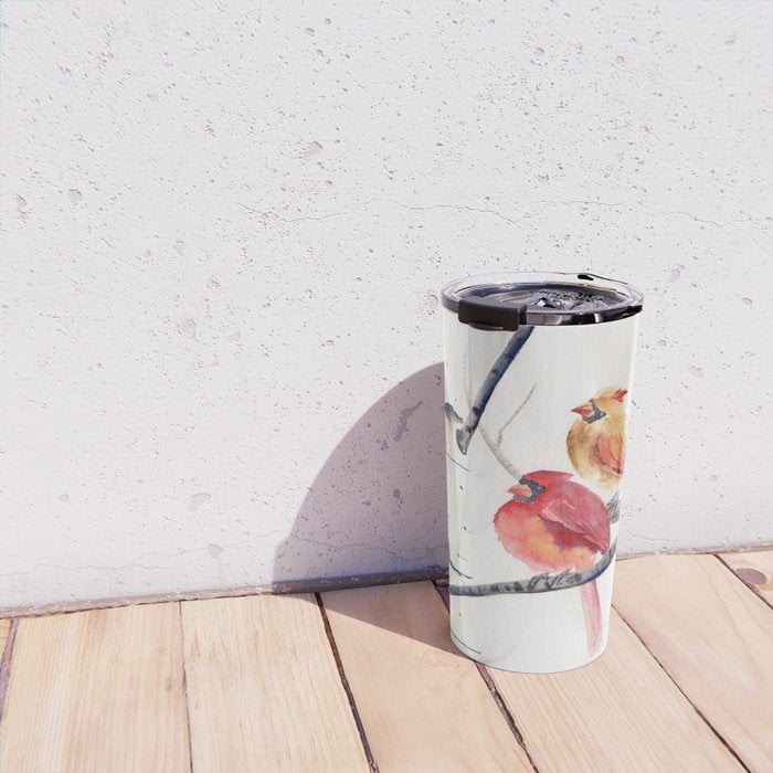 Cardinals and Birch Trees  Travel Mug Gallery Image 4