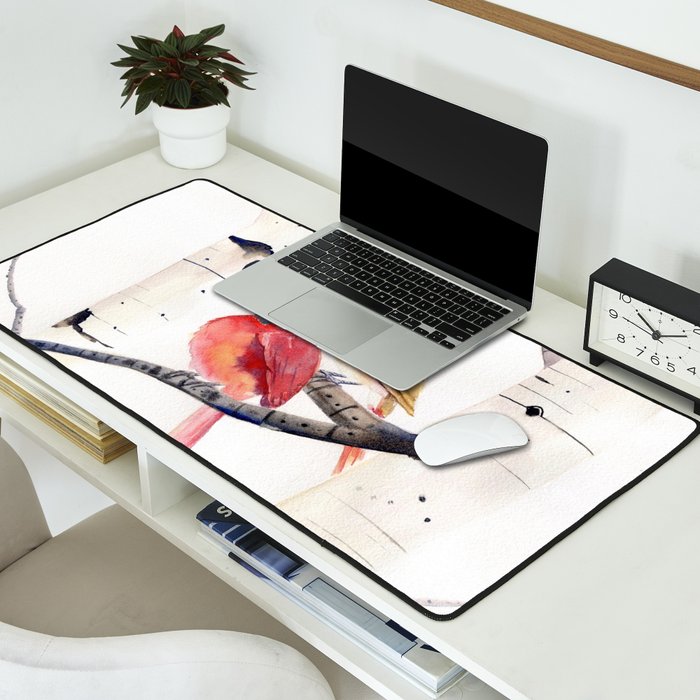 Cardinals and Birch Trees  Desk Mat Gallery Image 2