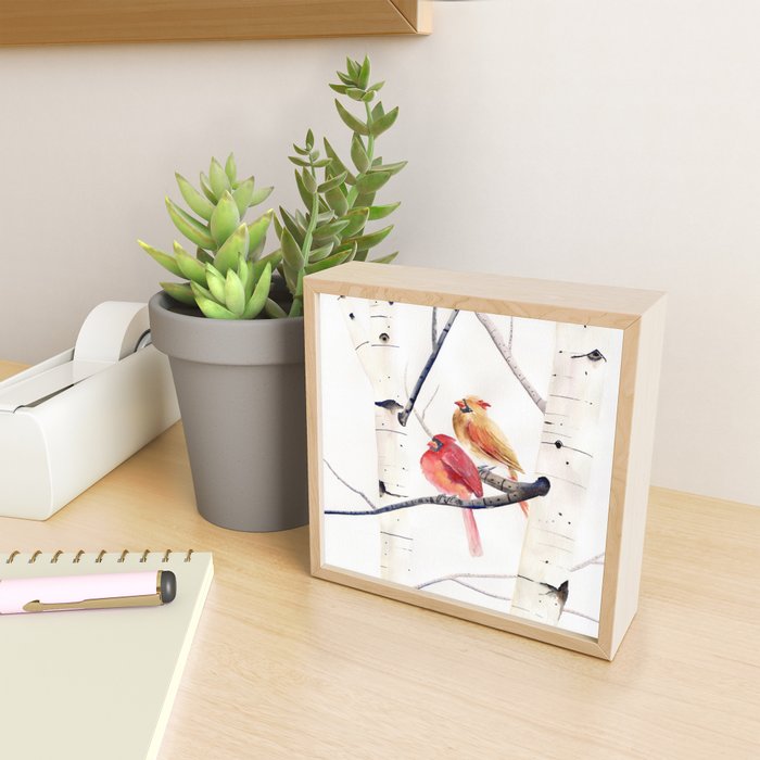 Cardinals and Birch Trees  Mini Art Print Gallery Image 2