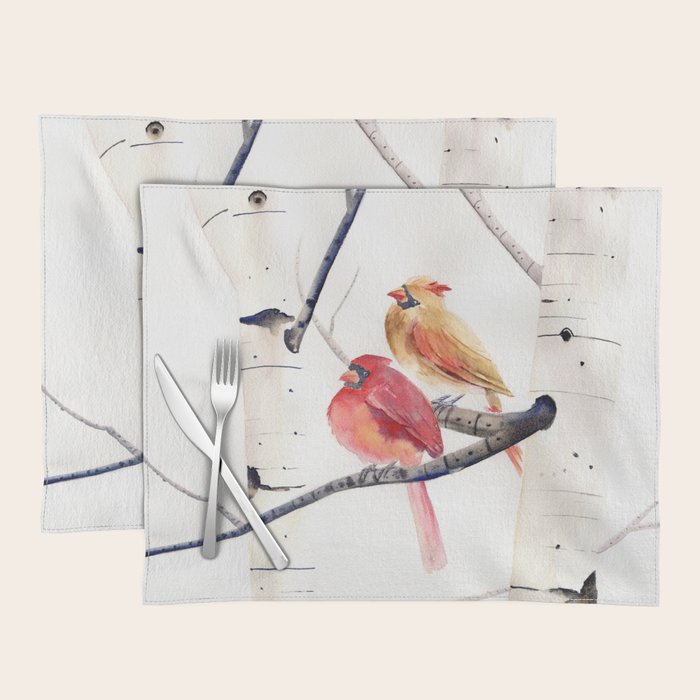 Cardinals and Birch Trees  Placemat Gallery Image 1