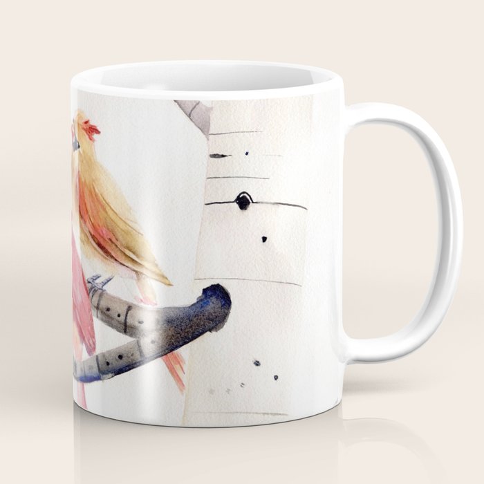 Cardinals and Birch Trees  Coffee Mug Gallery Image 1