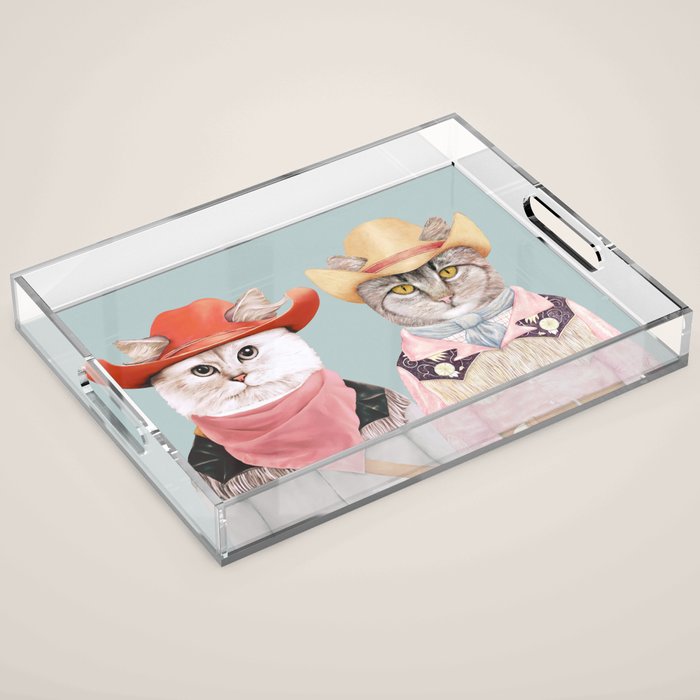 Cowboy Cats Acrylic Tray Gallery Image 1