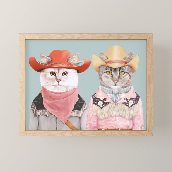 Cowboy Cats Mini Art Print Gallery Image 1