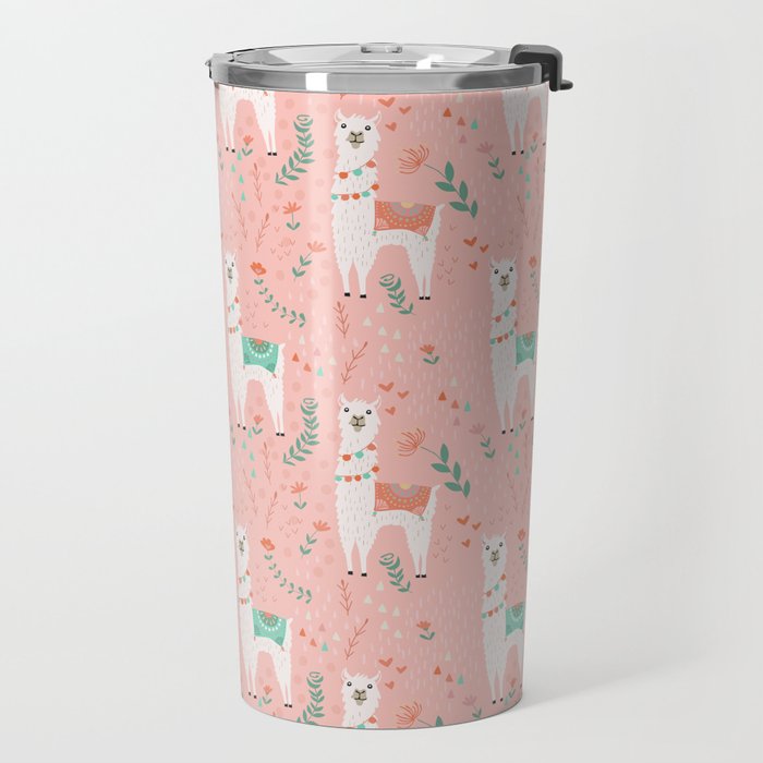 Lovely Llama on Pink Travel Mug Gallery Image 2