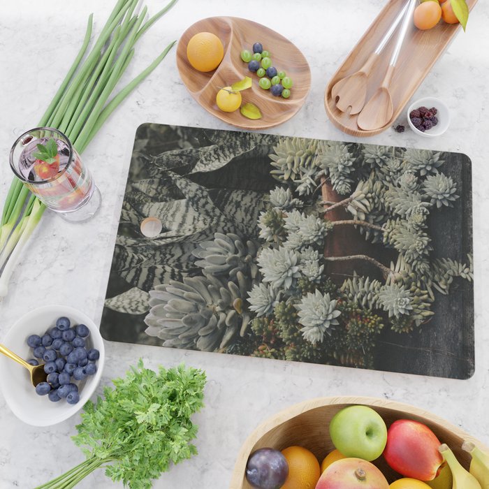 Moody Succulent x houseplant leaf photograph Cutting Board Gallery Image 2