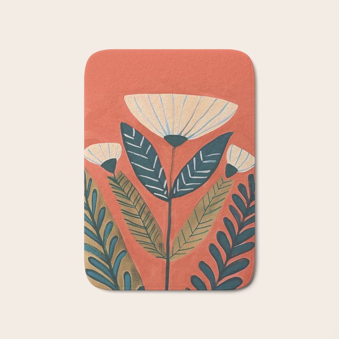 Folk Botanical Bloom Bath Mat Gallery Image 1