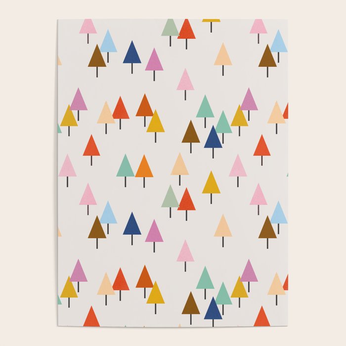 Pastel Triangle Trees: Cozy Winter Vibes with Modern Charm Poster Gallery Image 4
