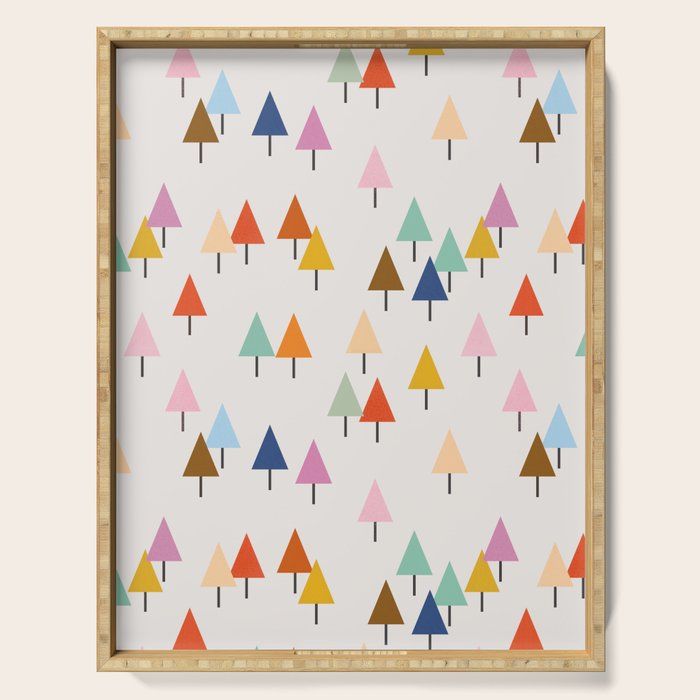 Pastel Triangle Trees: Cozy Winter Vibes with Modern Charm Serving Tray Gallery Image 1