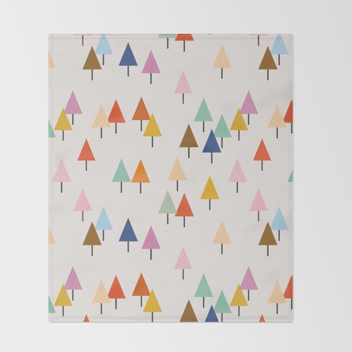 Pastel Triangle Trees: Cozy Winter Vibes with Modern Charm Throw Blanket Gallery Image 2