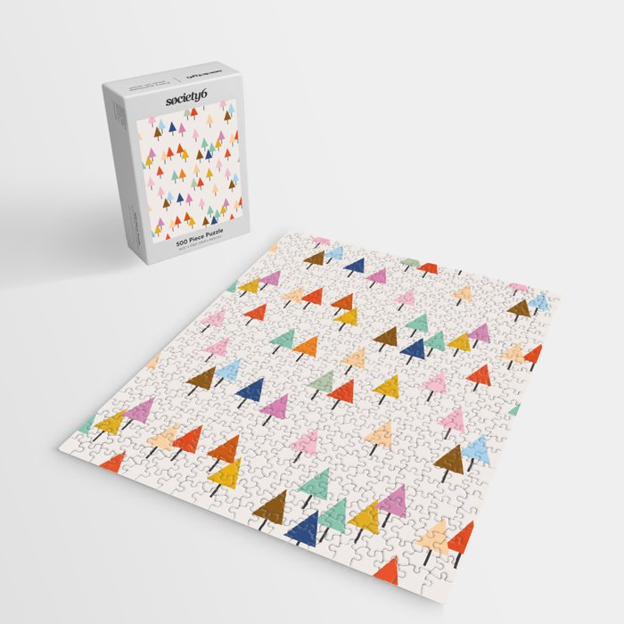 Pastel Triangle Trees: Cozy Winter Vibes with Modern Charm Jigsaw Puzzle Gallery Image 2
