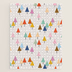Pastel Triangle Trees: Cozy Winter Vibes with Modern Charm Jigsaw Puzzle Gallery Image 1