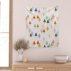 Pastel Triangle Trees: Cozy Winter Vibes with Modern Charm Wall Tapestry Gallery Image 2