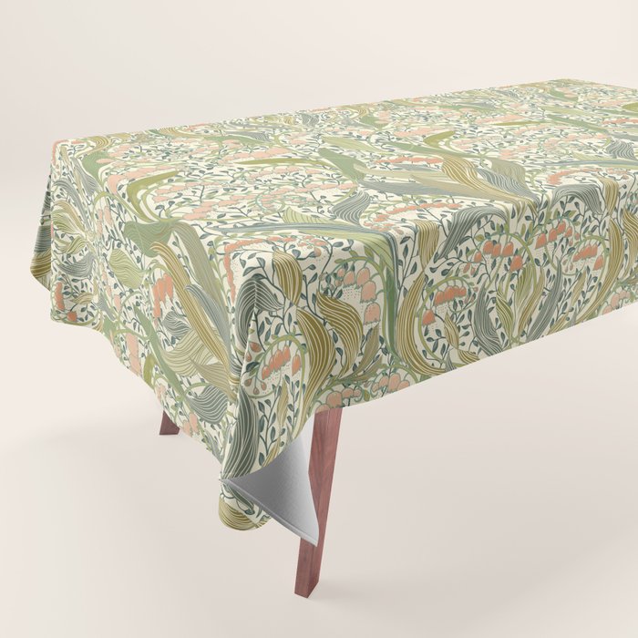 William Morris style lily of the valley light Tablecloth Gallery Image 1