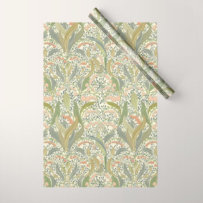 William Morris style lily of the valley light Wrapping Paper Gallery Image 1