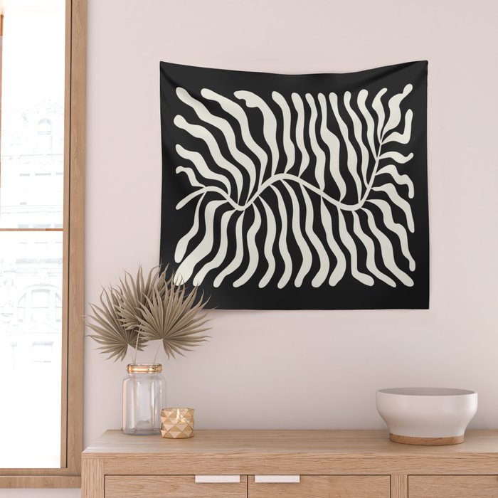 Onyx Ferns: Black & White Matisse Edition Wall Tapestry Gallery Image 2