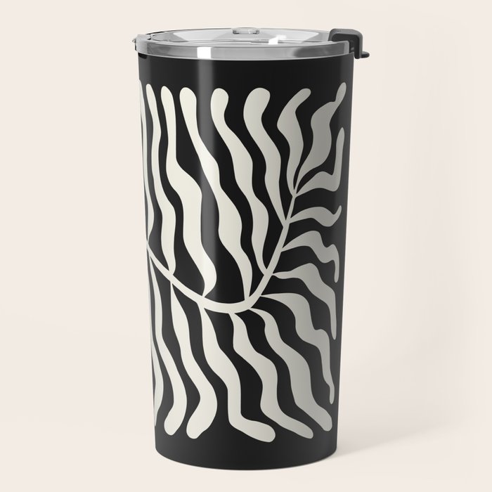 Onyx Ferns: Black & White Matisse Edition Travel Mug Gallery Image 2