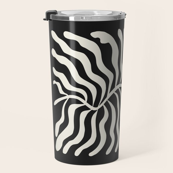 Onyx Ferns: Black & White Matisse Edition Travel Mug Gallery Image 3