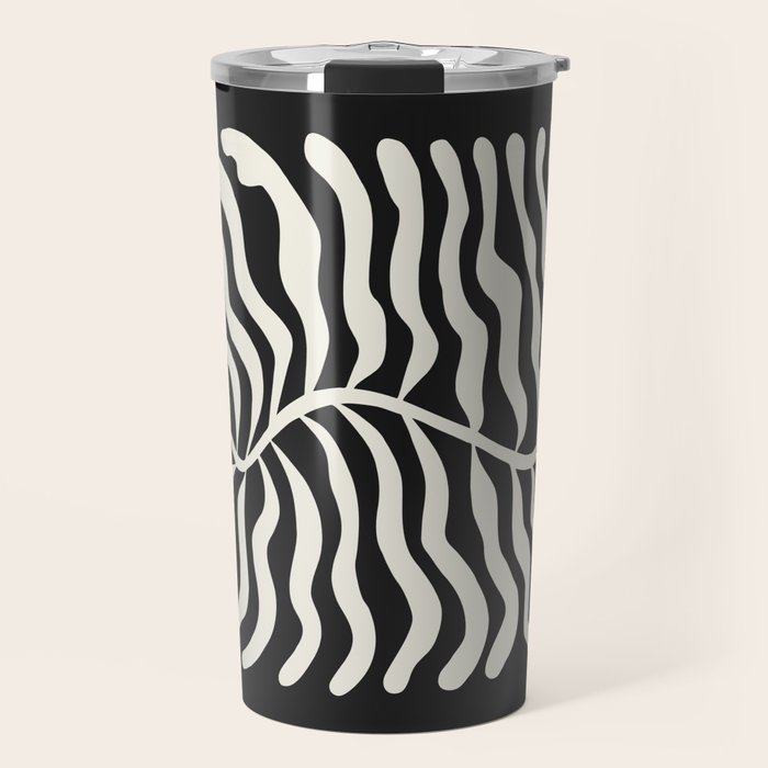 Onyx Ferns: Black & White Matisse Edition Travel Mug Gallery Image 1