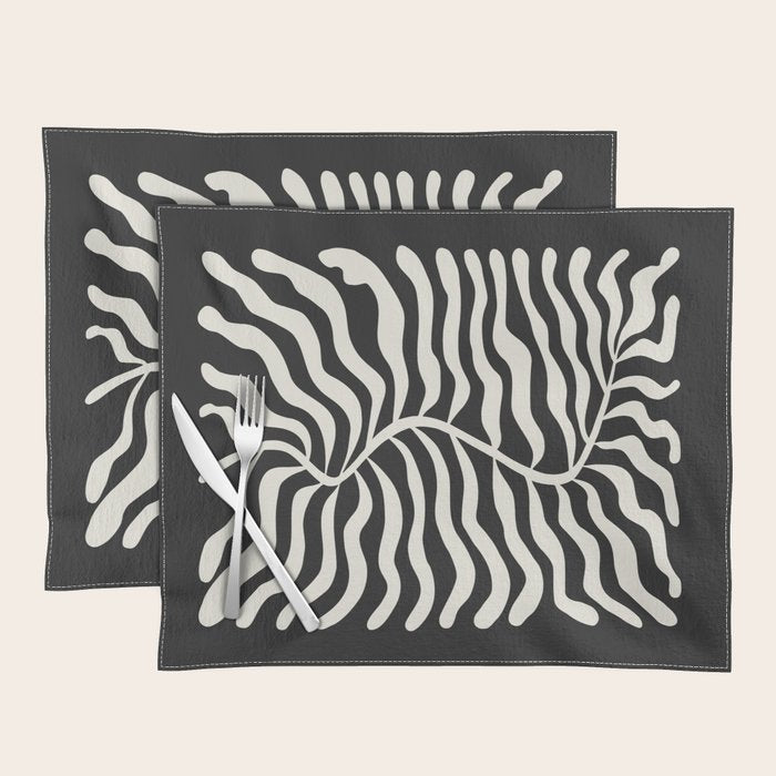 Onyx Ferns: Black & White Matisse Edition Placemat Gallery Image 1
