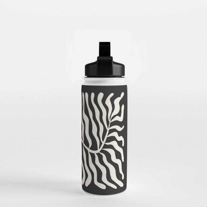 Onyx Ferns: Black & White Matisse Edition Water Bottle Gallery Image 2