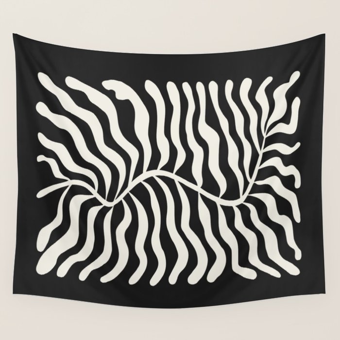 Onyx Ferns: Black & White Matisse Edition Wall Tapestry Gallery Image 4