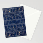Blue Indigo Jeans Color, Bohemian Oriental Traditional Moroccan Fabric Style Stationery Card Gallery Image 2