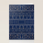Blue Indigo Jeans Color, Bohemian Oriental Traditional Moroccan Fabric Style Stationery Card Gallery Image 2