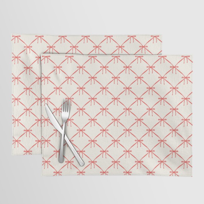 Bows & Ribbons Pattern II Red Placemat Gallery Image 1