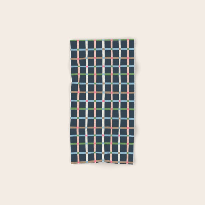 Windowpane Plaid Multicolor on Dark Blue Bath Towel Gallery Image 1
