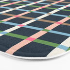 Windowpane Plaid Multicolor on Dark Blue Bath Mat Gallery Image 3